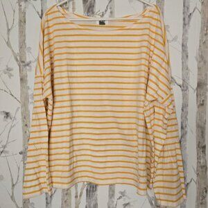 Old Navy Boatneck Yellow & White Stripe Long Sleeve Tee XXL